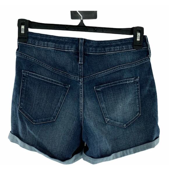 Mossimo Denim Jean Shorts Womens Size 4 High Rise Midi Cuffed Stretch Blue - Picture 2 of 6